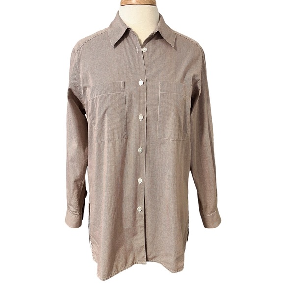 Womens Jaeger Brown and White Small Houndstooth Cotton Shirt - Picture 3 of 12